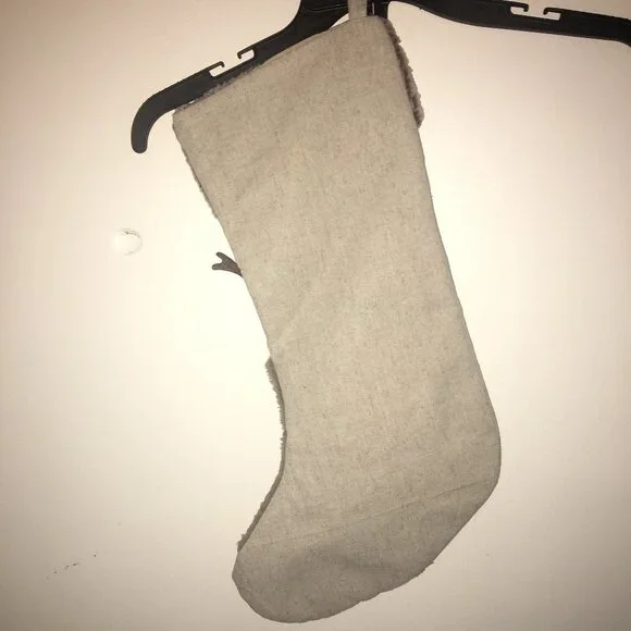 NWOT Holiday Christmas Reindeer Stocking L Cream - Picture 2 of 7